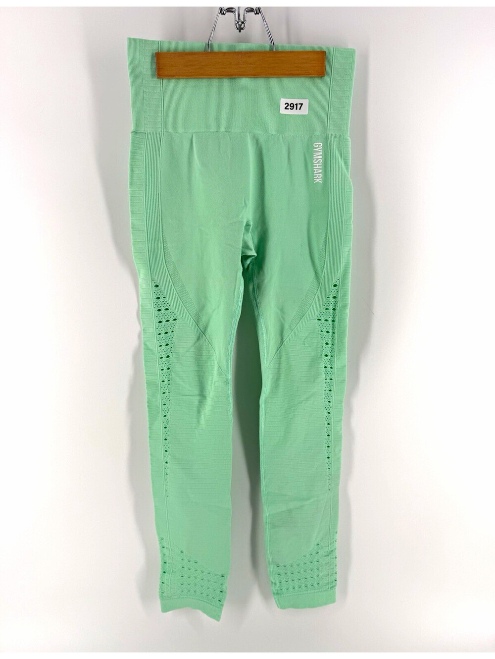 Gymshark Green Solid High Rise Ankle Leggings Stretch Logo Women's S 25.5"